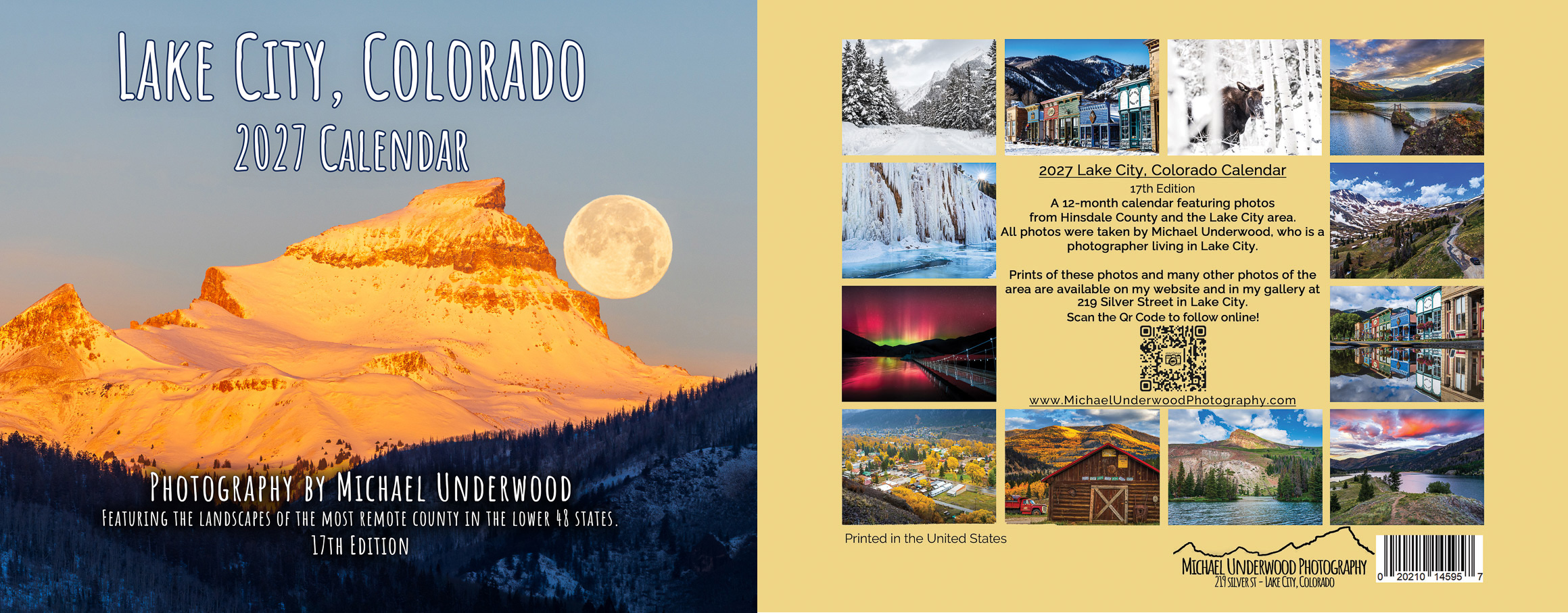2027 Lake City Calendar Twelve month 9x12 scenic wall calendar features 12 photos of landscapes and wildlife photography taken by Michael Underwood around Lake City, Colorado